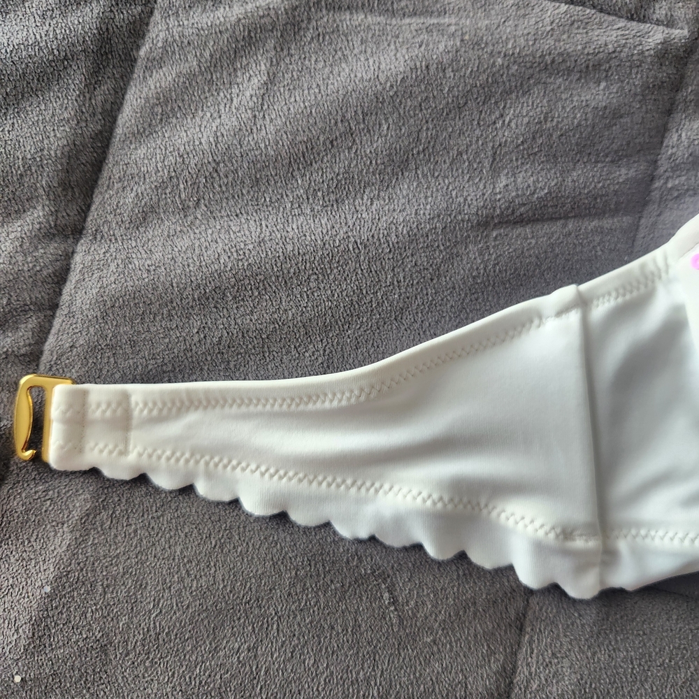 Victoria's Secret White and Pink Halter Bikini Top With Sparkling Sequin Details - Picture 3 of 7